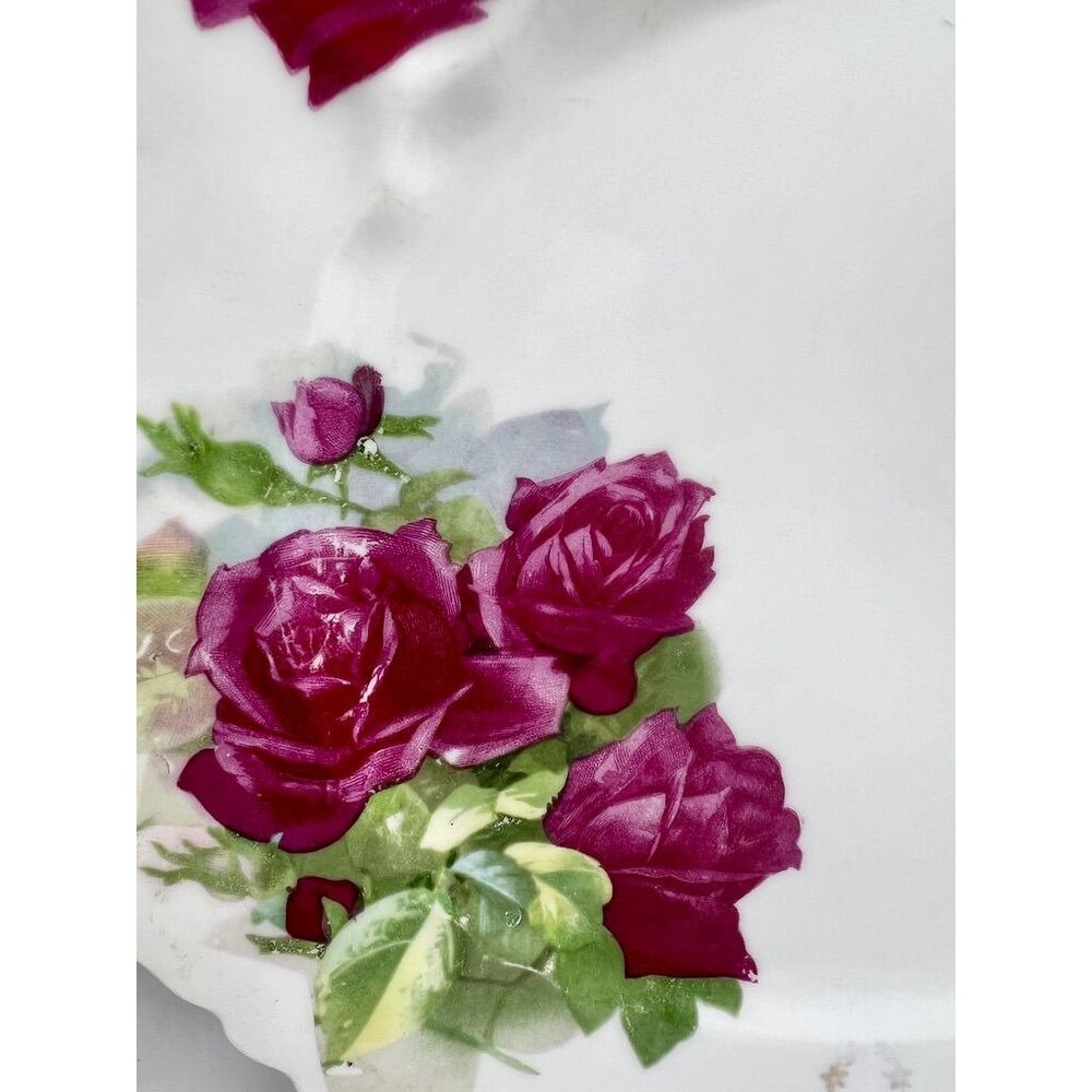 Vintage Oscar & Edgar Gutherz Royal Austria Purple Roses Plate Scalloped 9 1/2" - Picture 3 of 6